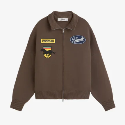 Fakegods Racing Knitted Zipper Brown